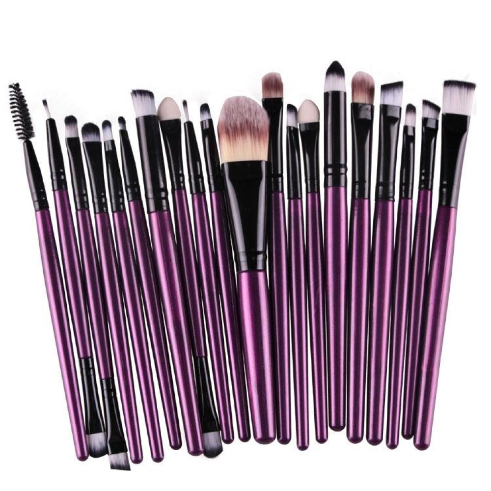 20pcs/set Wooden Handle Makeup Brush Set Beauty Tool Brushes(Black+Purple)
