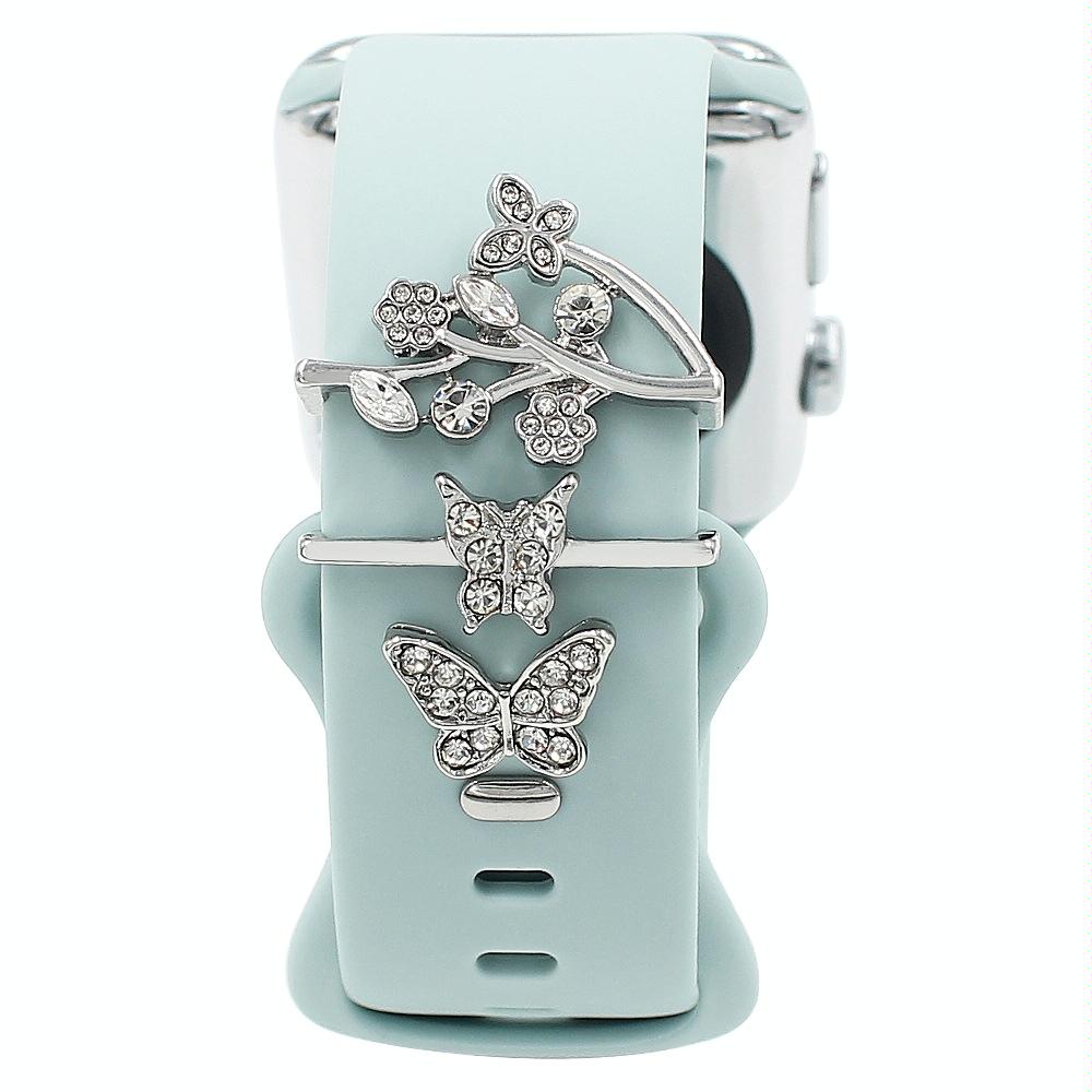 3pcs/Set Smart Watch Silicone Watch Band Decorative Ring Butterfly Buckle Watch Band Decorations(1)