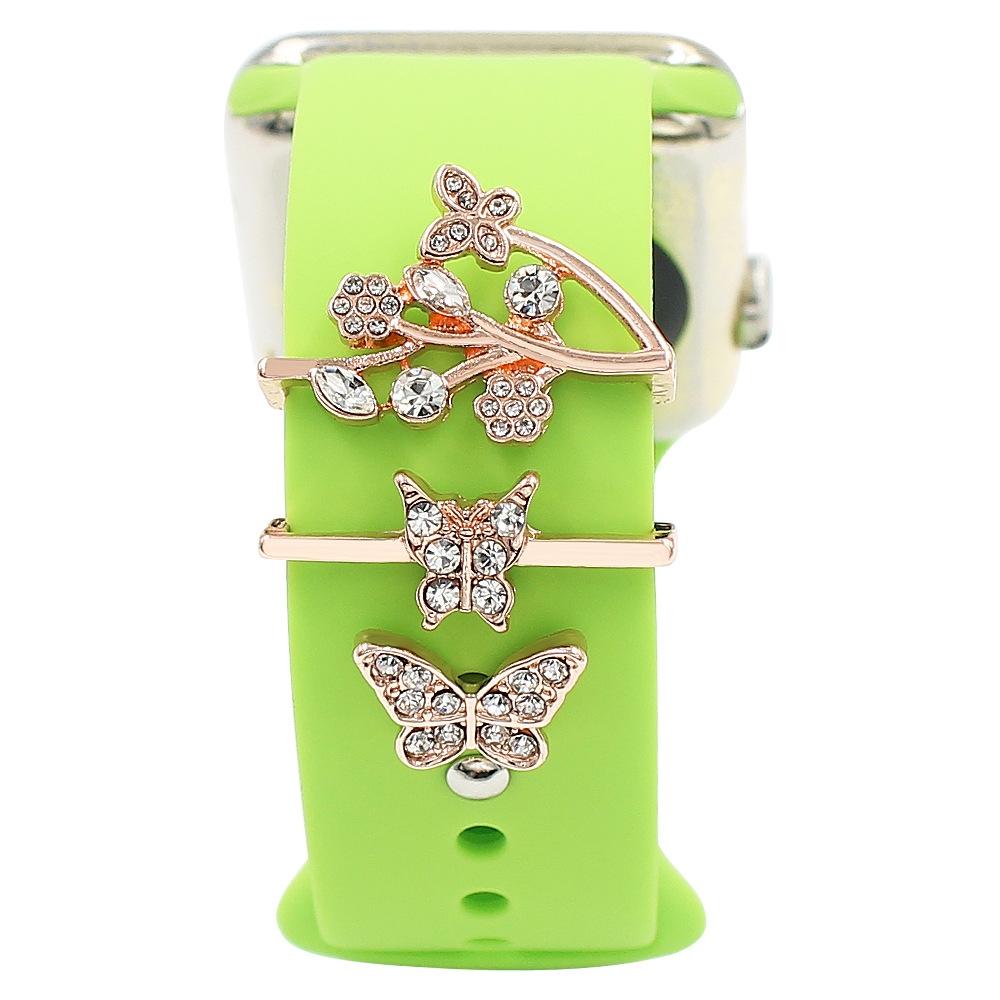 3pcs/Set Smart Watch Silicone Watch Band Decorative Ring Butterfly Buckle Watch Band Decorations(2)