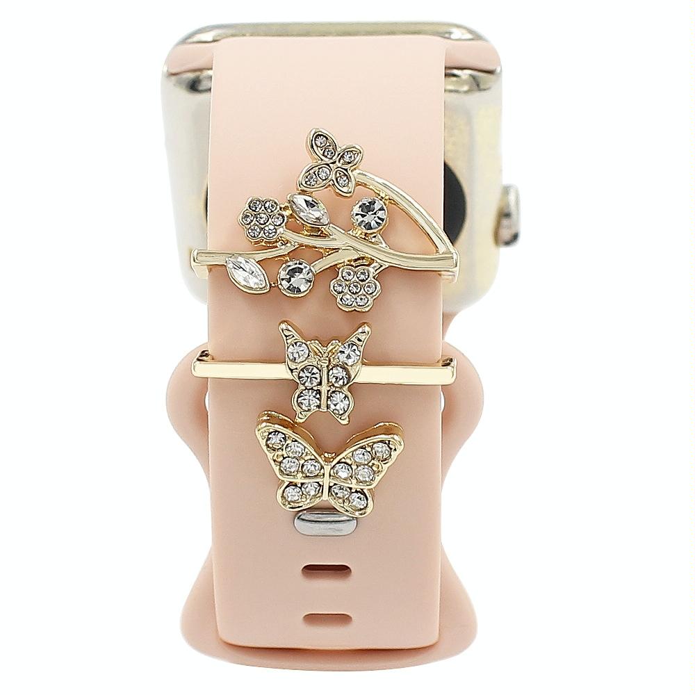 3pcs/Set Smart Watch Silicone Watch Band Decorative Ring Butterfly Buckle Watch Band Decorations(3)