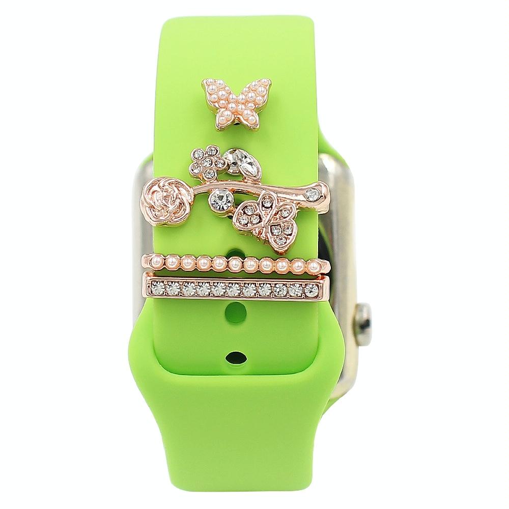 3pcs/Set Smart Watch Silicone Watch Band Decorative Ring Butterfly Buckle Watch Band Decorations(5)