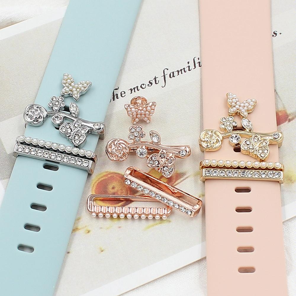 3pcs/Set Smart Watch Silicone Watch Band Decorative Ring Butterfly Buckle Watch Band Decorations(5)