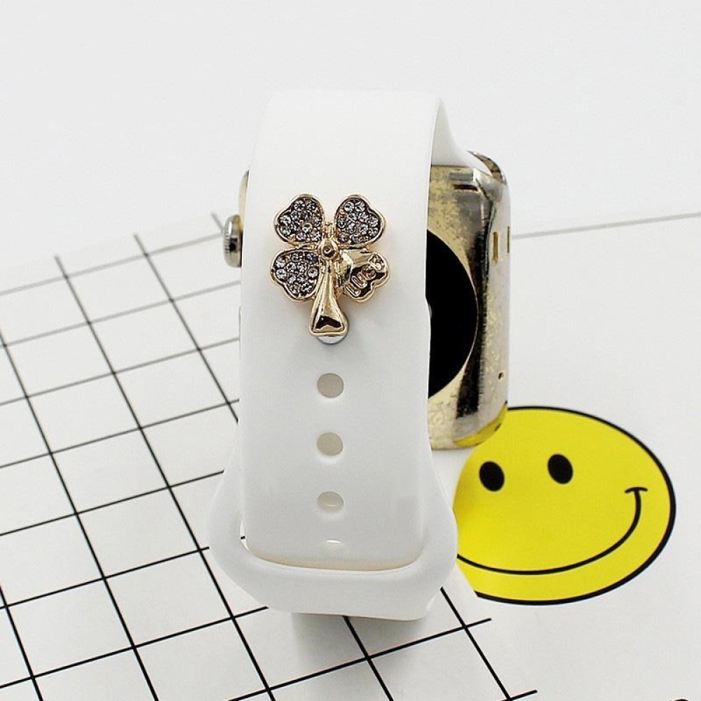 2pcs Watch Silicone Strap Decorative Diamond Buckle Strap Nails, Style: Diamond Clover