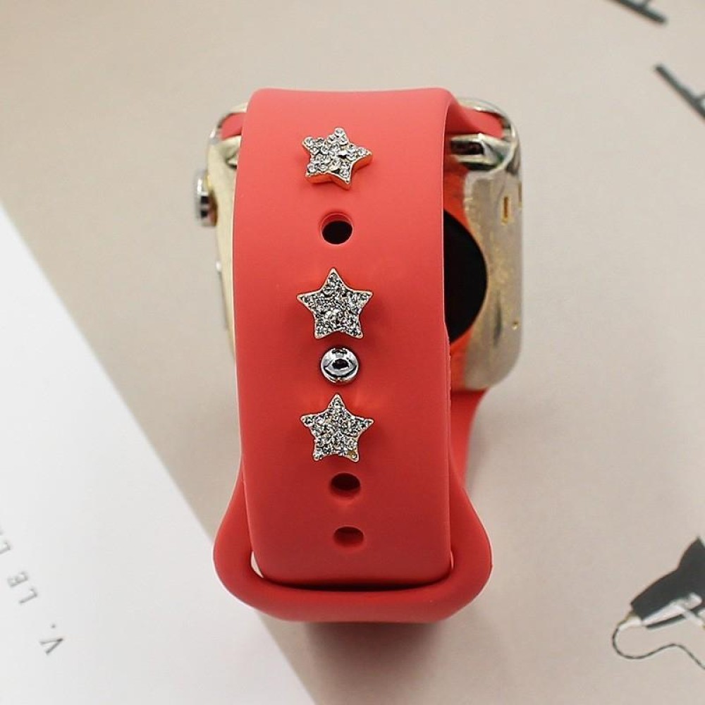 2pcs Watch Silicone Strap Decorative Diamond Buckle Strap Nails, Style: Full Diamond Pentagon