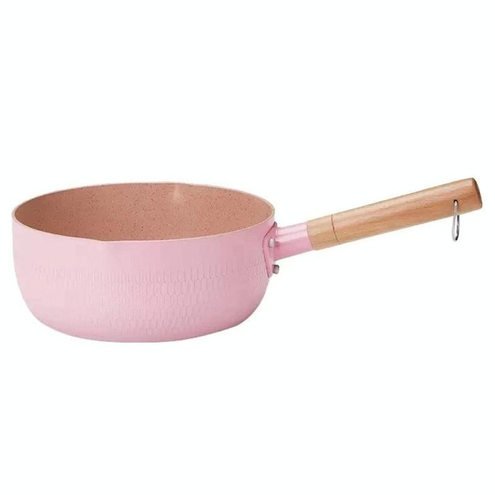 20cm Without Cover Boil Instant Noodles Non-Stick Pan Baby Food Supplement Pan Maifan Stone Small Milk Pot(Pink)
