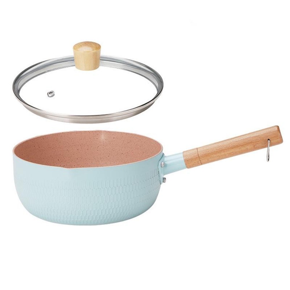 20cm With Cover Boil Instant Noodles Non-Stick Pan Baby Food Supplement Pan Maifan Stone Small Milk Pot(Blue)