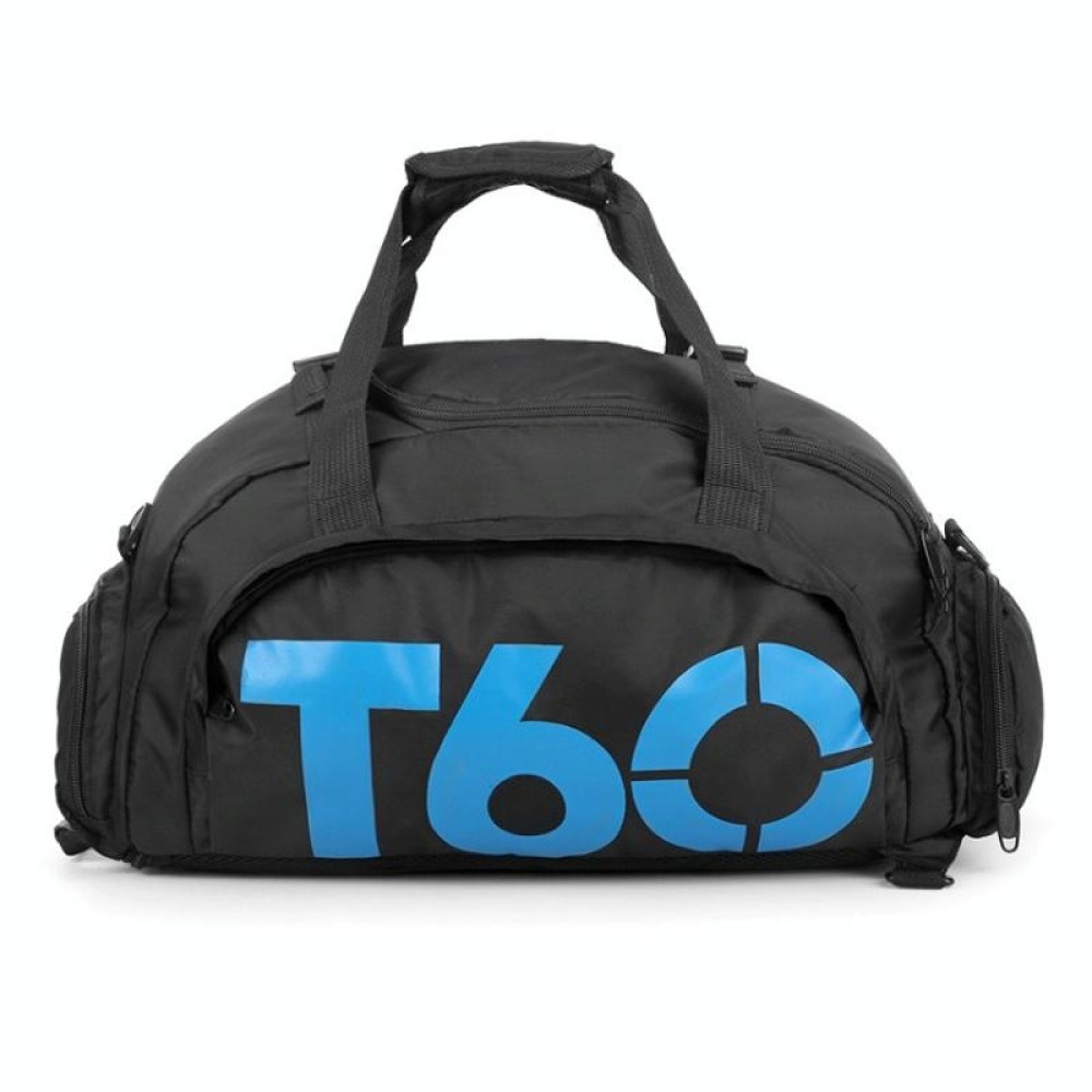 Wet and Dry Separation Fitness Backpack Swimming Taekwondo Waterproof Travel Bag(Simple Black Bottom Blue Word)
