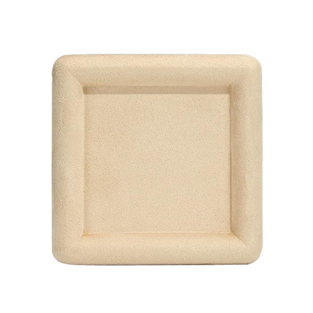12x12x1.5cm Jewelry Tray Ring Square Empty Plate Earrings Necklace Jewelry Display Tray(Khaki)