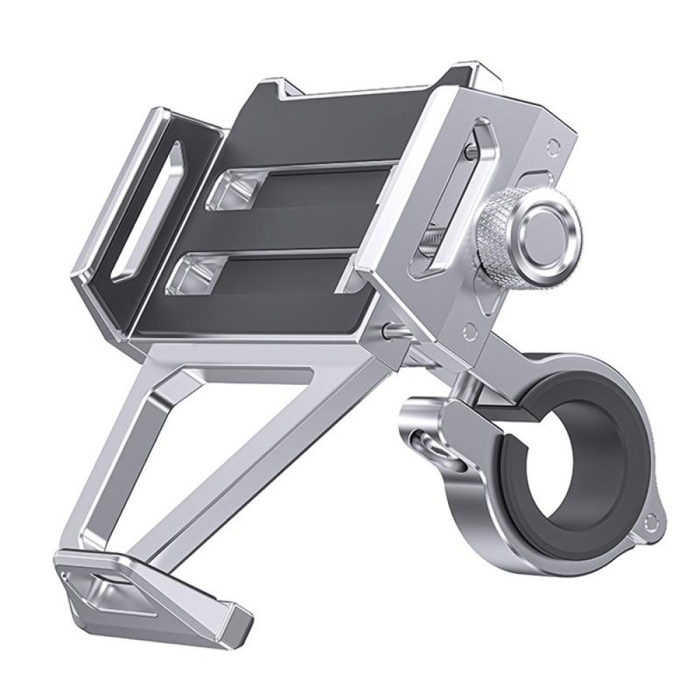 Aluminum Alloy Motorcycle Shockproof Mobile Phone Holder Bicycle Cycling Navigation Bracket(Silver)