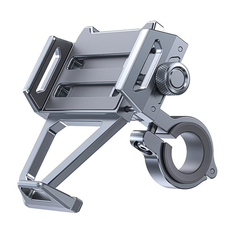 Aluminum Alloy Motorcycle Shockproof Mobile Phone Holder Bicycle Cycling Navigation Bracket(Grey)