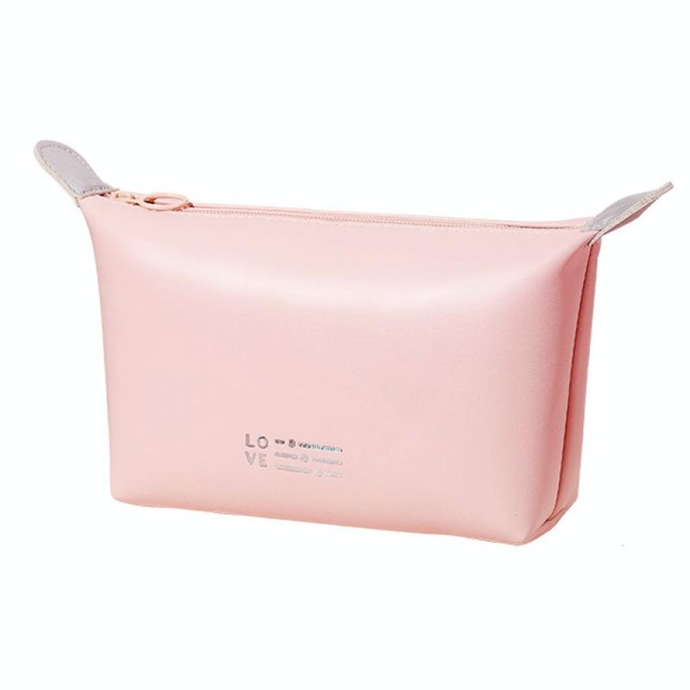 PU Leather Waterproof Cosmetic Organizer Women Toiletry Bag Travel Cosmetic Case(Pink)
