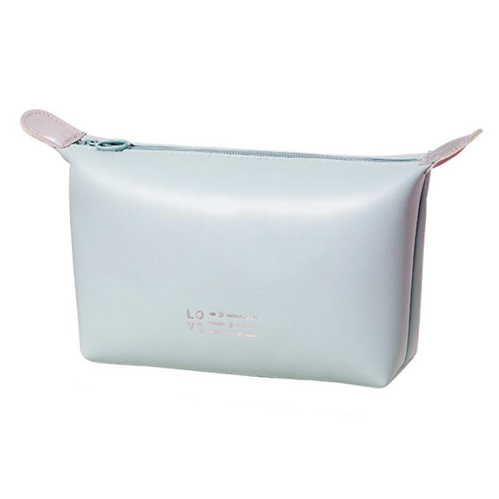 PU Leather Waterproof Cosmetic Organizer Women Toiletry Bag Travel Cosmetic Case(Light Blue)