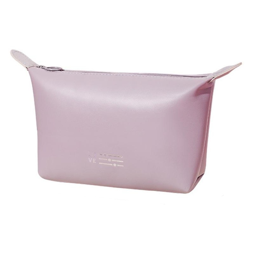 PU Leather Waterproof Cosmetic Organizer Women Toiletry Bag Travel Cosmetic Case(Shallow Purple)