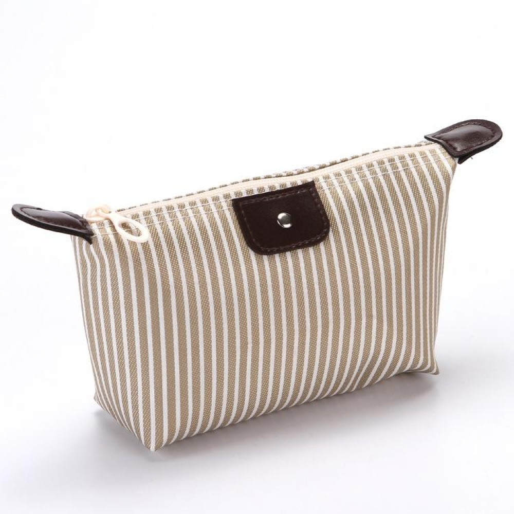 Striped Dumpling Cosmetic Bag Travel Folding Toiletry Bag(Beige)