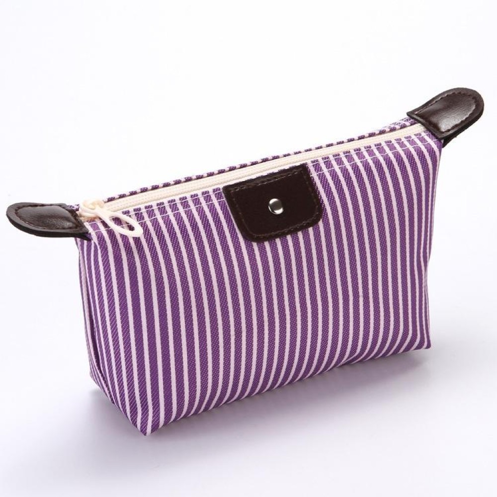 Striped Dumpling Cosmetic Bag Travel Folding Toiletry Bag(Purple)