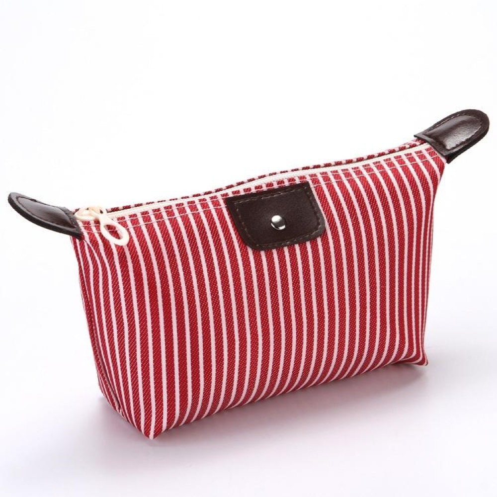 Striped Dumpling Cosmetic Bag Travel Folding Toiletry Bag(Red)