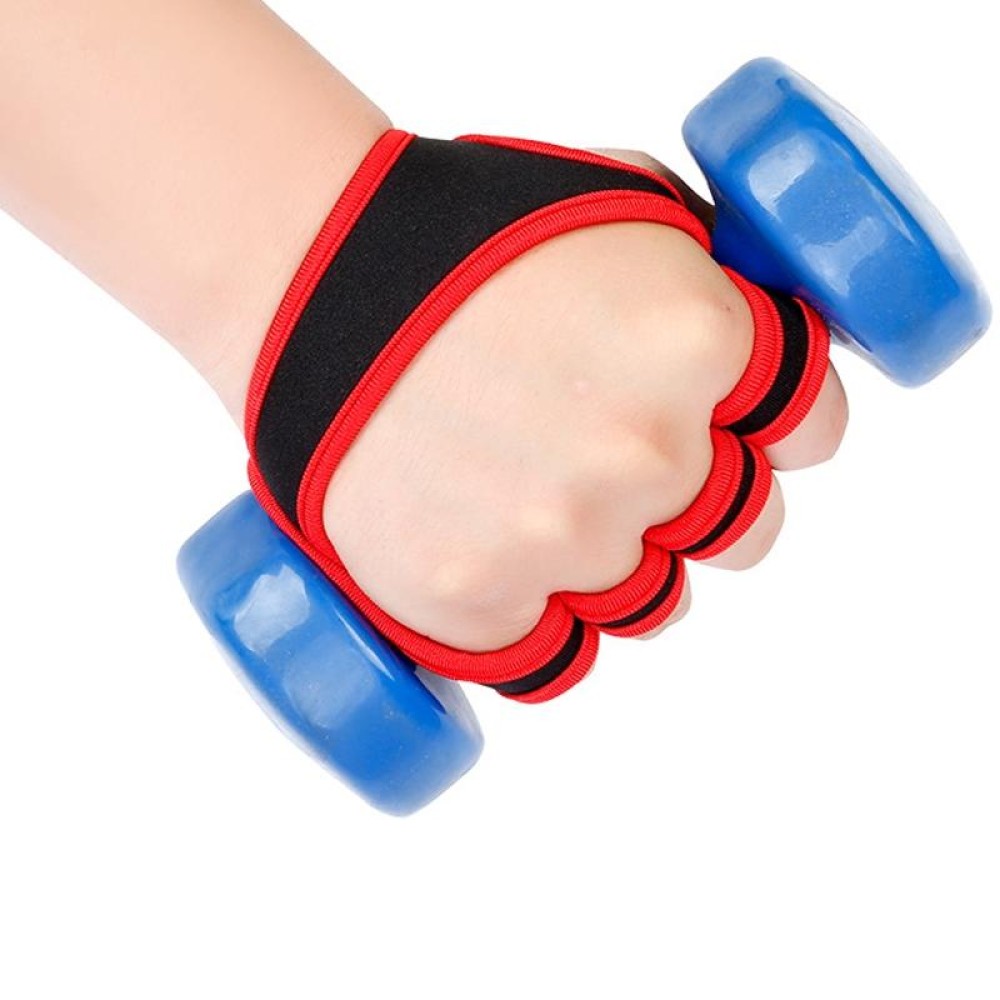 XL Weightlifting Dumbbell Horizontal Bar Anti-cocoon Anti-slip Wrist Fitness Gloves(Red)