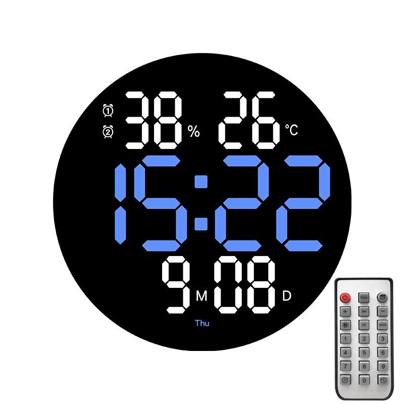 10-Inch Led Digital Wall Clock 2-Color Large Screen Electronic Clock With Temperature Display(Blue)