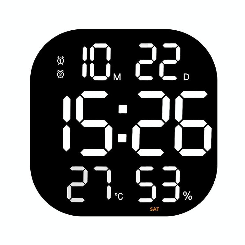 13-Inch LED Acrylic Electronic Clock Large-Screen Square Wall Clock With Timing Temperature Humidity(6632 White Light)