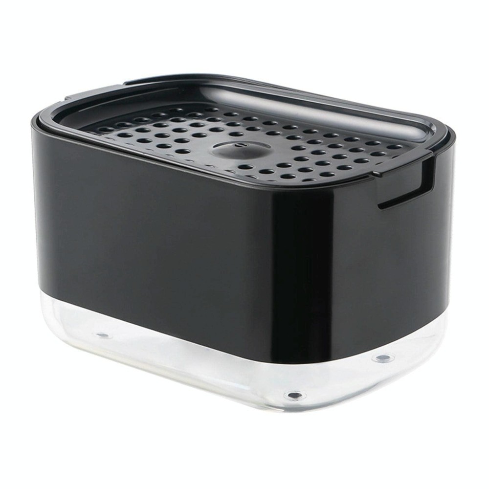 Press Type Soap Dispenser Detachable Double Layer Drainage Design Soap Dish, Spec: Black No sponge
