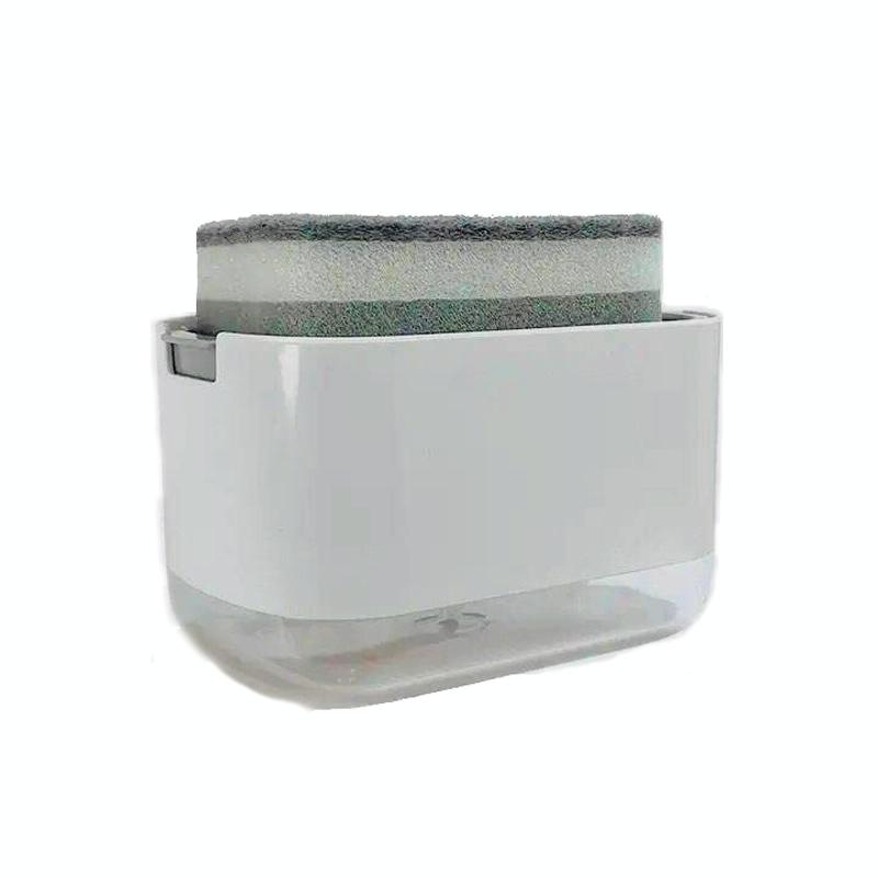 Press Type Soap Dispenser Detachable Double Layer Drainage Design Soap Dish, Spec: White With Sponge