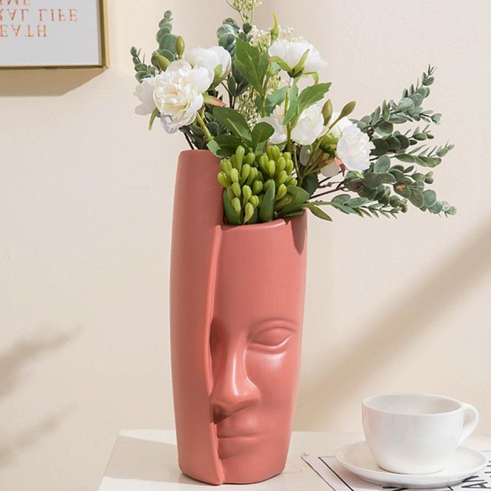 Durable Drop-Proof Thickened PE Dried Flower Ornaments Imitation Glaze Vase(Rose Pink)