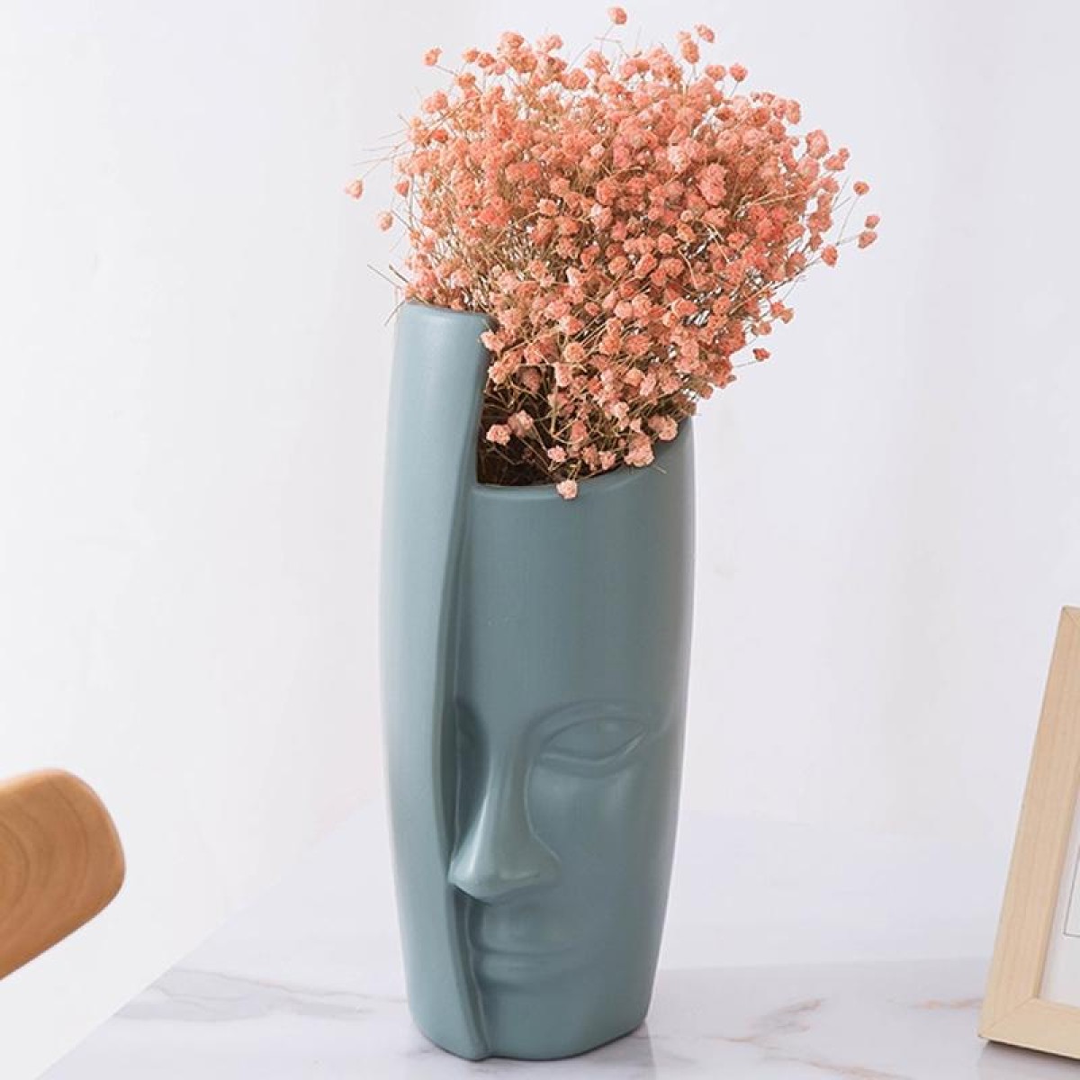 Durable Drop-Proof Thickened PE Dried Flower Ornaments Imitation Glaze Vase(Light Green)