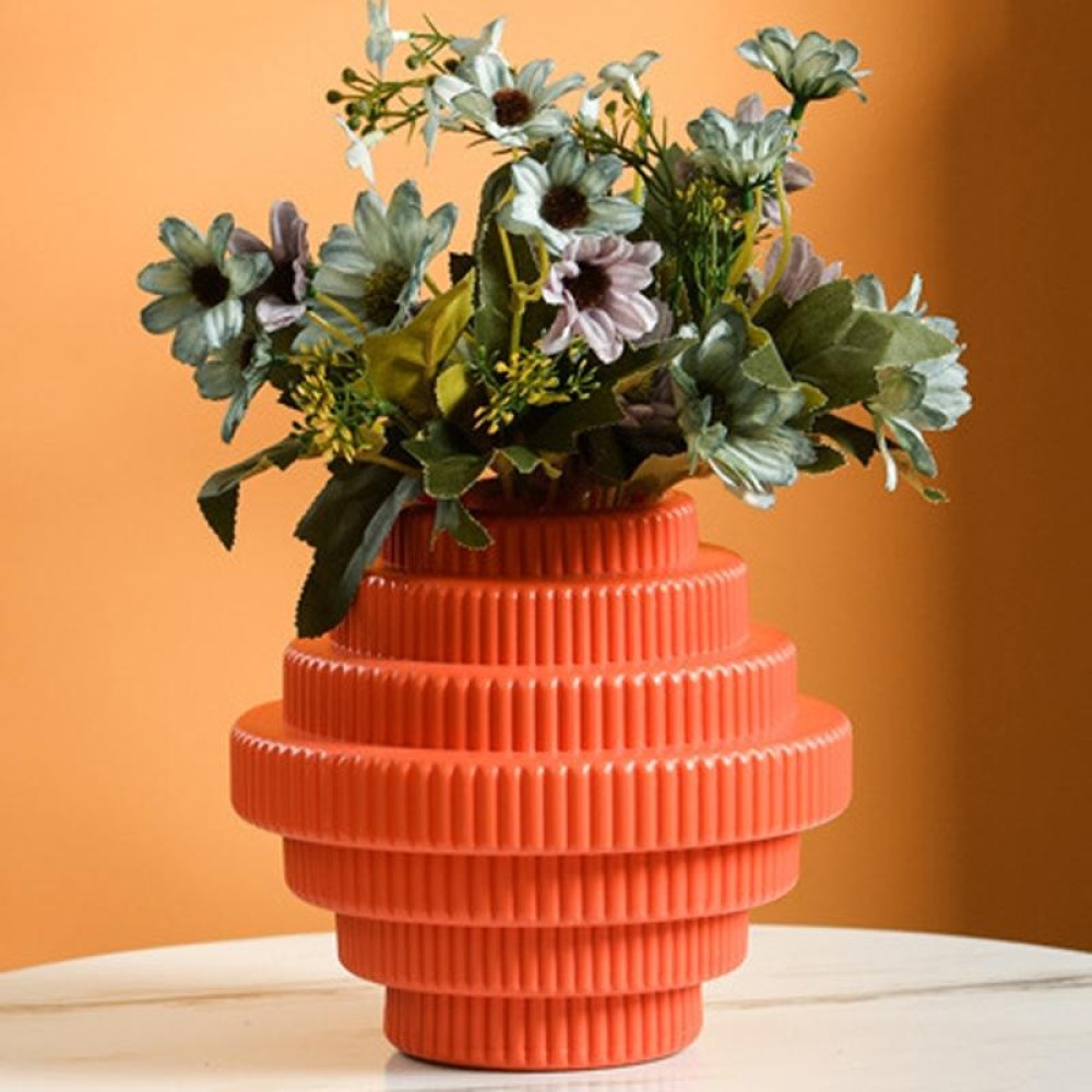 PE Vase Wet And Dry Flower Arrangement Container Imitation Porcelain Succulent Flower Pot(Rose Pink)