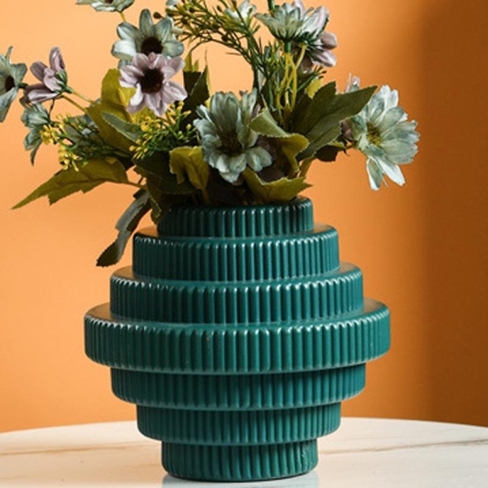 PE Vase Wet And Dry Flower Arrangement Container Imitation Porcelain Succulent Flower Pot(Sea Blue)