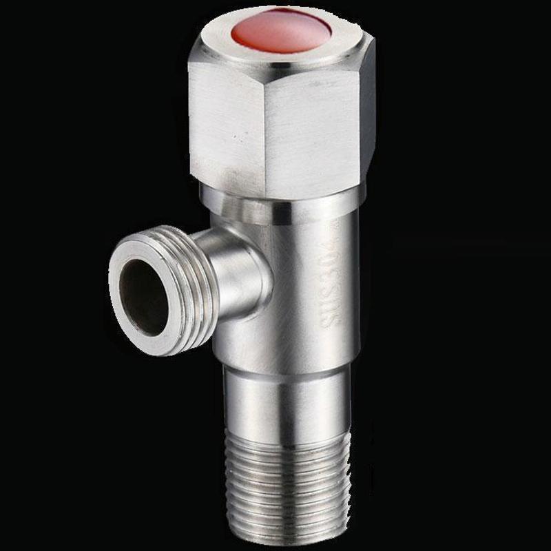 Model D 304 Hexagonal Stainless Steel Angle Valve Fine Copper Ceramic Valve Spool With Decorative Cover(Red Logo Hot Water)