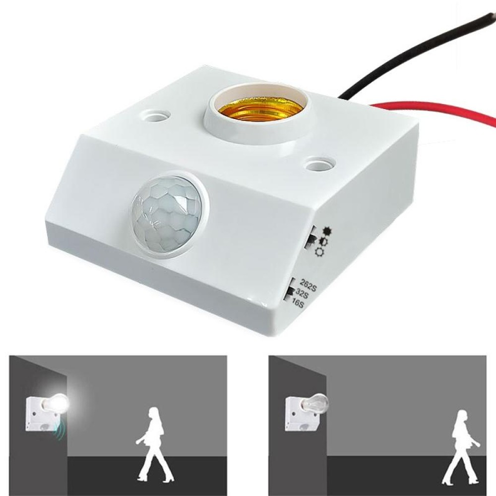 YX-425B AC85-265V Infrared Human Body Induction E27 Screw LED Lamp Holder(Adjustable)