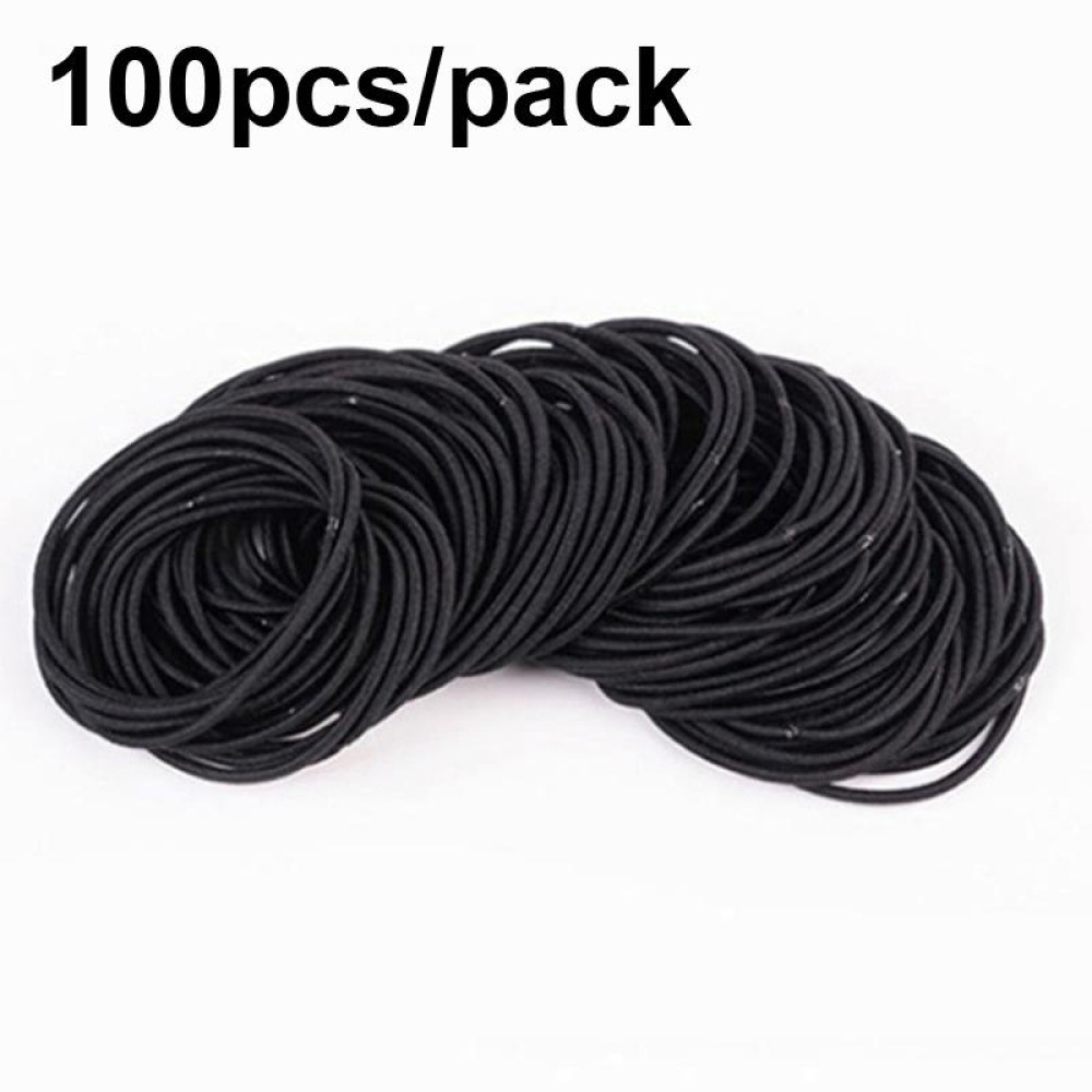 100pcs/pack Stretchy Hair Accessories Nylon Hair Ring Hair Rope Rubber Band Headband(Black)