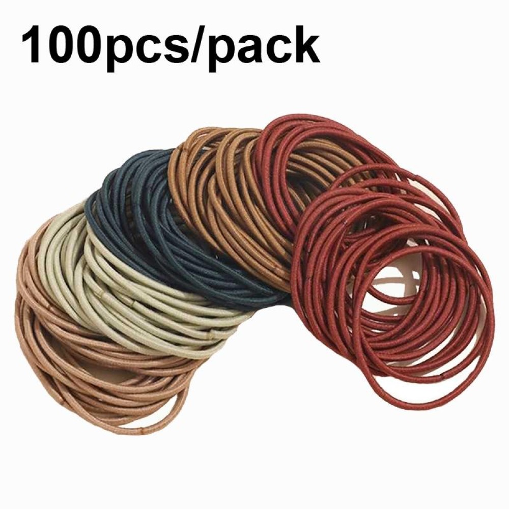 100pcs/pack Stretchy Hair Accessories Nylon Hair Ring Hair Rope Rubber Band Headband(Spring Color)