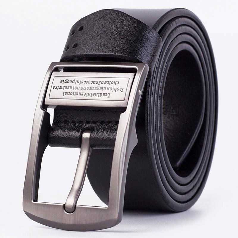 115cm Men Leather Pin Buckle Belt Retro Lacquered CowhideWaist Band(ZK-032 Black)