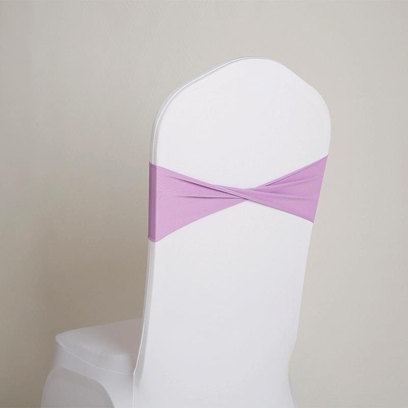 13 x 70cm Buckle-Free Elastic Hoop With Chair Back Flower No Tie Bow Wedding Banquet Chair Back Decoration(Violet)