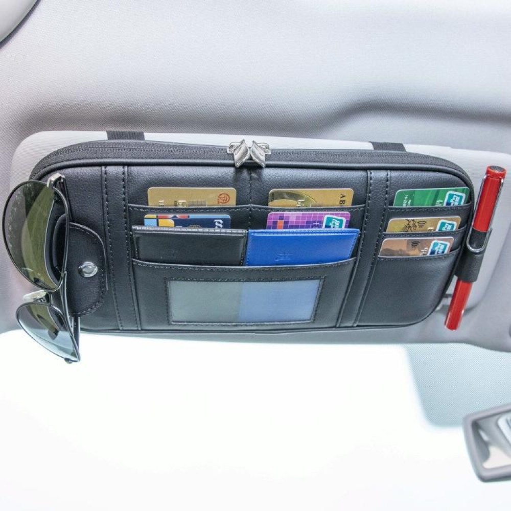 Car Driver License Storage Bag Sun Visor Sunglasses Card Holder, Color: Black