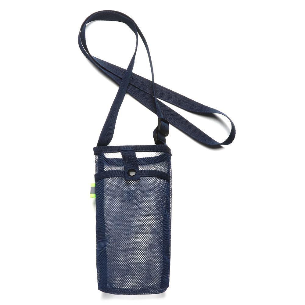 Mesh Fabric Diagonal Outdoor Water Bottle Bag Universal Children Thermos Cup Cover(Navy Green)