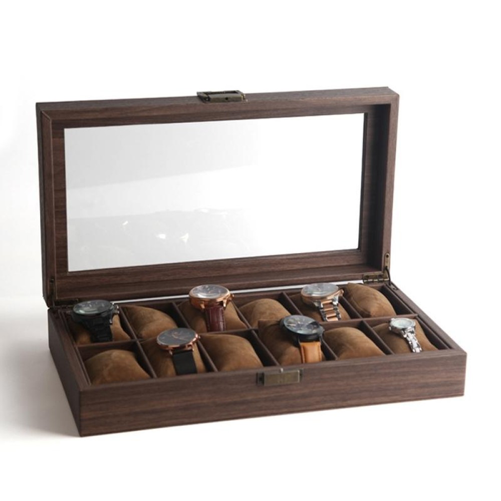 Wood Grain Leather Watch Display Box Watch Storage Case Jewelry Box, Style: 12 Digit Long