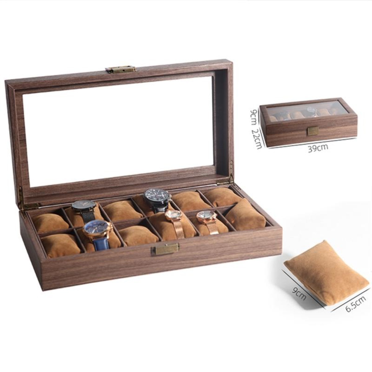 Wood Grain Leather Watch Display Box Watch Storage Case Jewelry Box, Style: 12 Digit Long