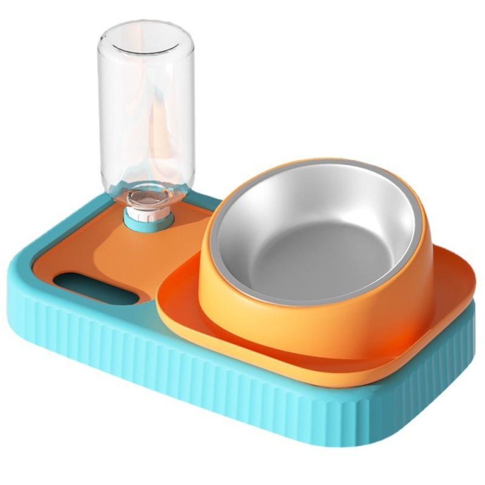 Pet Supplies Cat Food Bowl Complete Set Of Bowls For Cat Eating(Blue And Orange)