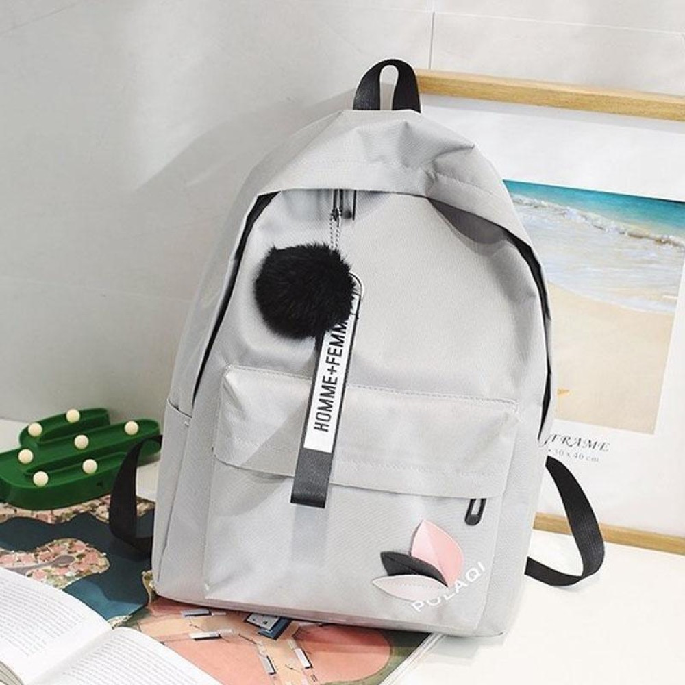 Canvas Shoulder Bag Large Capacity Student Travel Backpack(Light Grey)