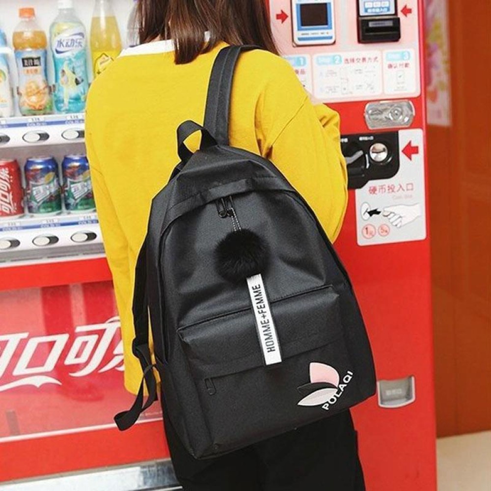 Canvas Shoulder Bag Large Capacity Student Travel Backpack(Black)