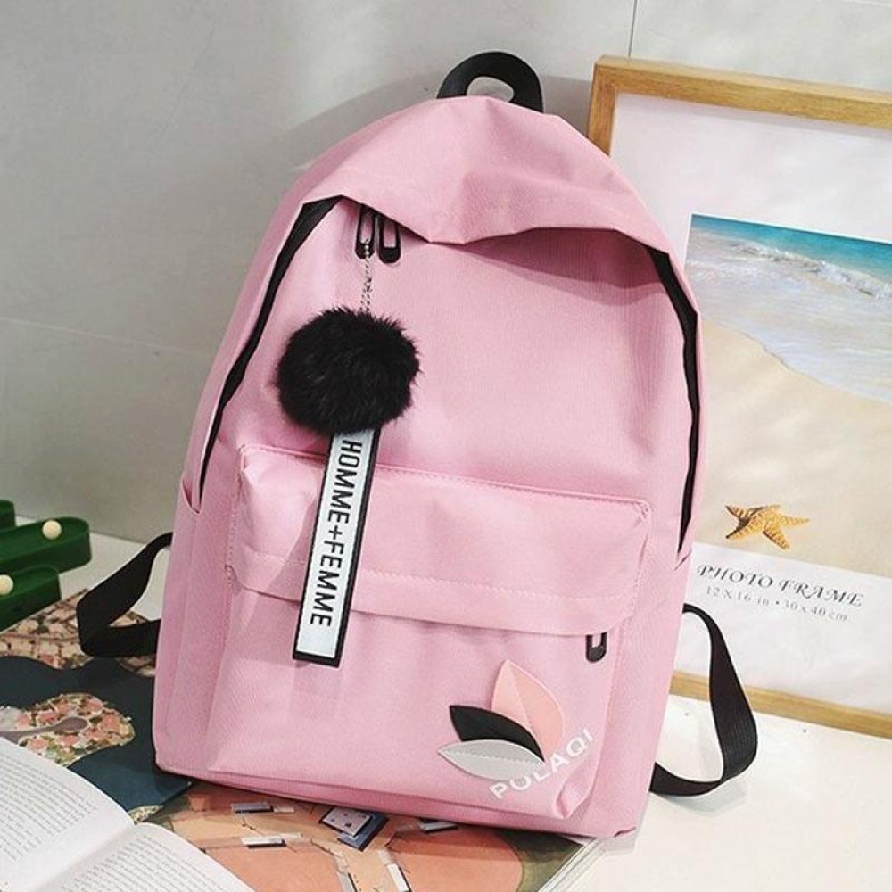 Canvas Shoulder Bag Large Capacity Student Travel Backpack(Pink)