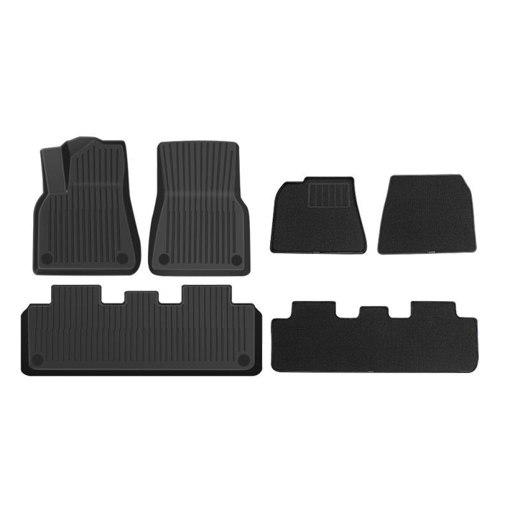 6pcs /Set For Tesla Model Y Double Layer TPE Injection Car Foot Mats Interior Accessories