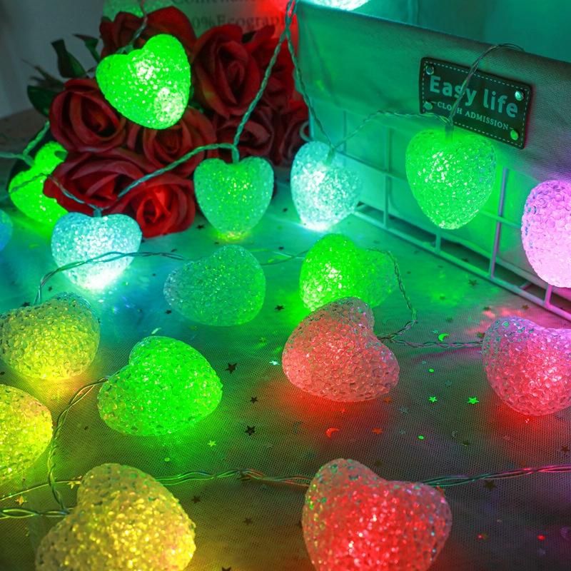 1.2m LED Love Flashing String Lights Waterproof Battery Box Decoration Lights(10 Lights Color)