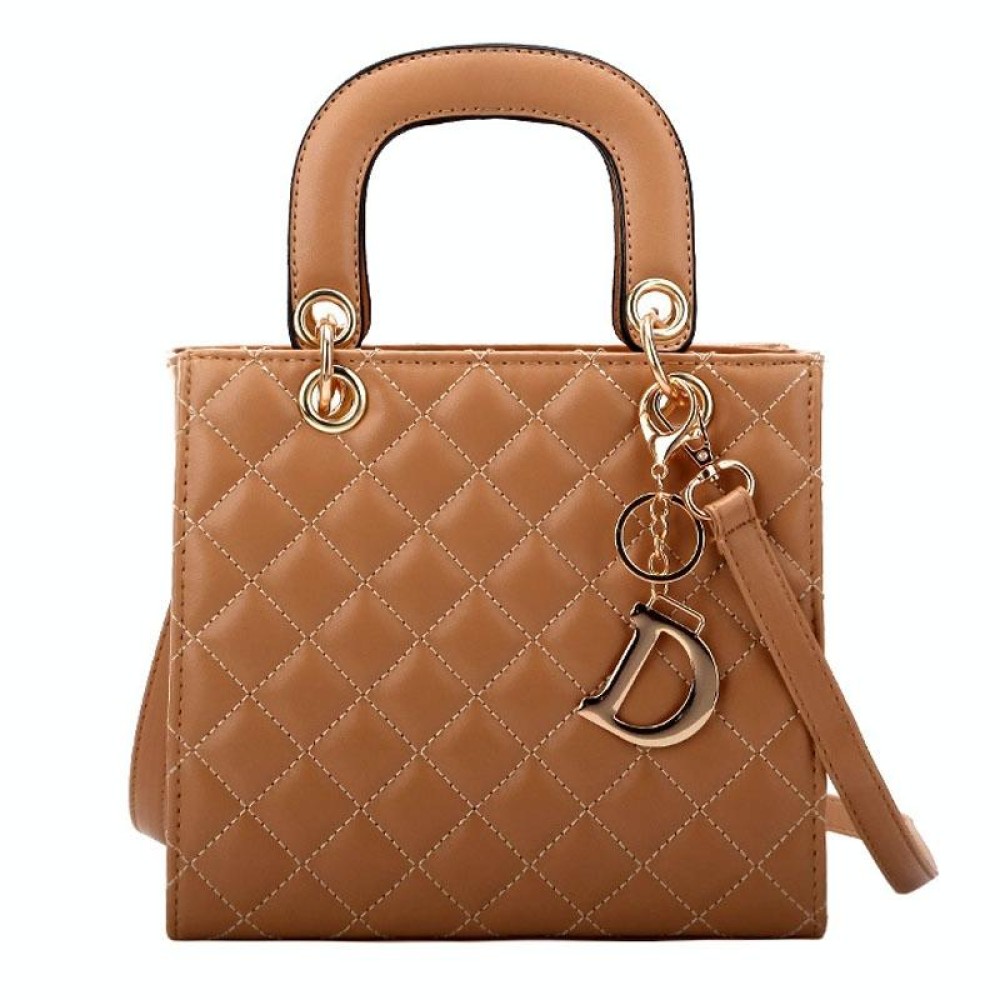 Retro Rhombus Pattern Women Handbag Texture Leather Crossbody Bag(Brown)