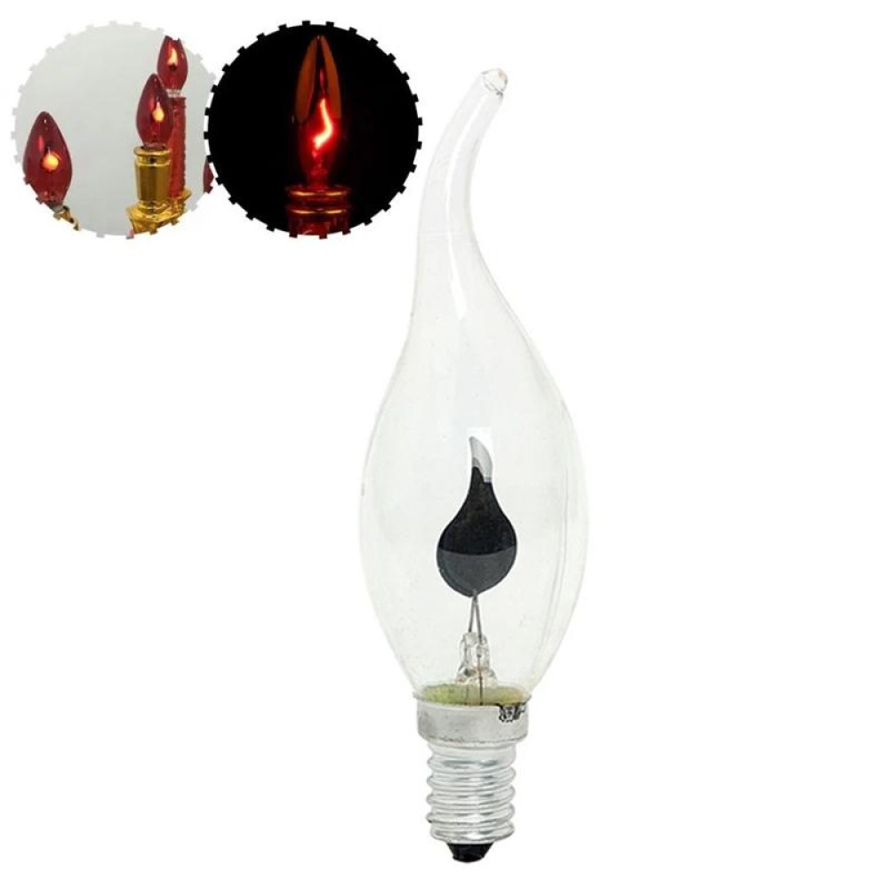 Retro Flame Light Bulb LED Energy-saving Light Source Candle Decorative Light Bulb, Color temperature: E14 Transparent Flame Pull Tail