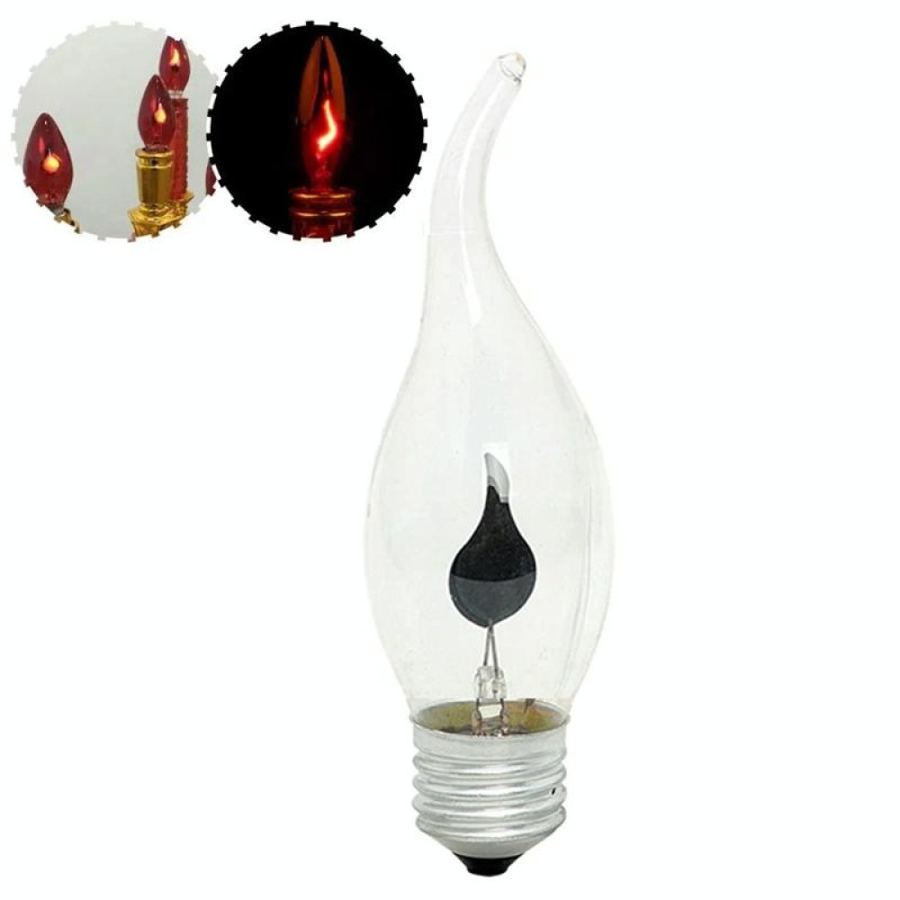 Retro Flame Light Bulb LED Energy-saving Light Source Candle Decorative Light Bulb, Color temperature: E27 Transparent Flame Pull Tail