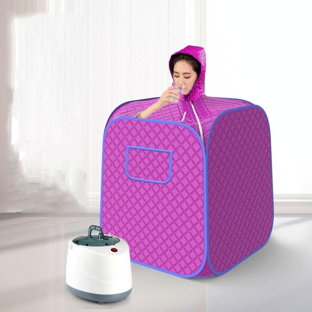 1000W Portable Steam Sauna Spa With Pot Set Weight Loss Skin Spa Machine EU Plug 220V(Purple)