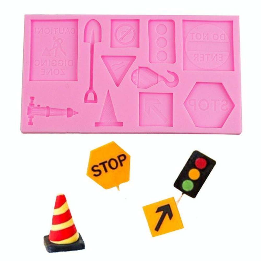 Cartoon Construction Site Tools Engineering Car Cake Decoration Molds, Specification: MK-3055 (Pink)